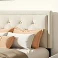 VIPLOV Bed Frame with Upholstered Velvet Button Tufted Headboard, Mattress Foundation with Wooden Slat Support, No Box Spring Needed, Easy Assembly, Noise Free,